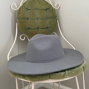Gray wide brim hat